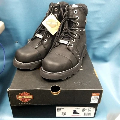 NIB Harley Davidson Womens Oakleigh 8.5 Black Leather Motorcycle Boots  - Image 1 of 4