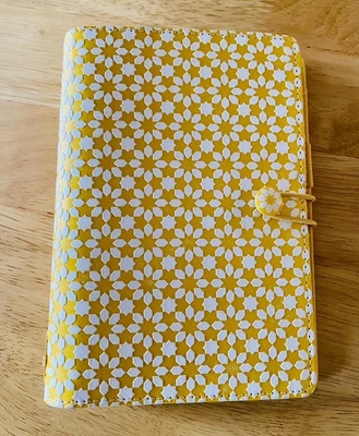 Filofax Impressions Yellow White Patterned Personal Organiser Planner Free P&P - Image 1 of 4