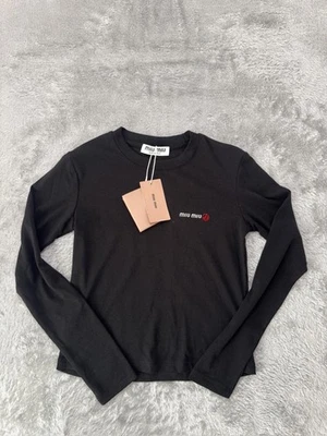 Top Petit Bateau x Miu Miu Negro Manga Larga Logo Talla L Foto 1 de 3