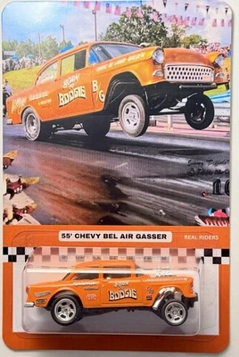 HOT WHEELS HECHO A MEDIDA "BORN TO BOOGIE" 55' BEL AIR GASSER EN NEUMÁTICOS RR  Foto 1 de 4