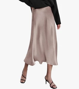 Zeagoo Gonne Donna Jacquard Vita Alta Gonna Midi Raso Taglia S - Foto 1 di 4