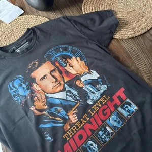 CALDO! T-shirt classica unisex The Office Threat Level Midnight retrò vintage taglia - Foto 1 di 5
