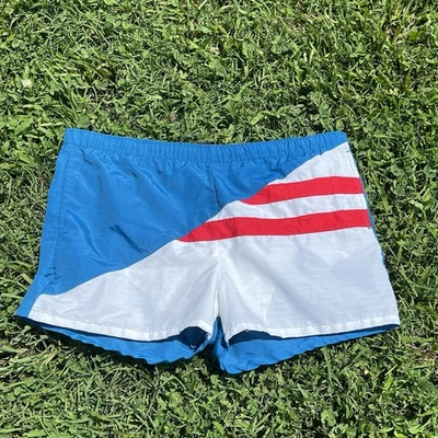 Pantalones cortos de natación vintage Jantzen rojos blancos y azules con cordón talla 38 Foto 1 de 3