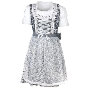 Kinder Dirndl Trachtenkleid Yvonne Jeans- 3 teilig Blüten Karo MS-Trachten - Bild 1 von 2