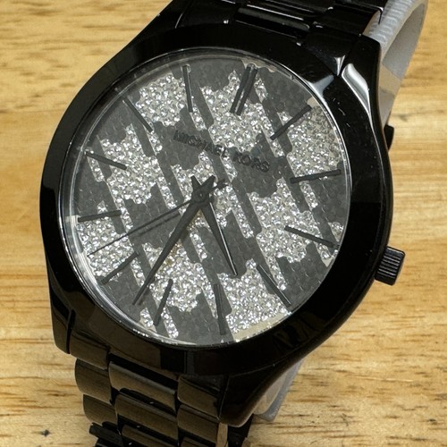 Orologio Michael Kors Quarzo MK 3326 Donna Acciaio Nero Strass Nuova Batteria 6 5"