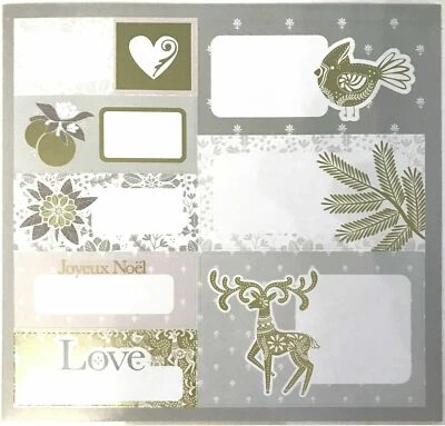 Etiqueta adhesiva de regalo de vacaciones de Navidad 48 pegatinas etiquetas plata oro 48ct NAVIDAD Foto 1 de 3