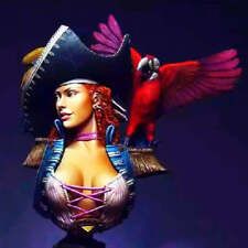1/10 BUST 110mm Resin Model Kit Beautiful Girl Pirate and Parrot Unpainted