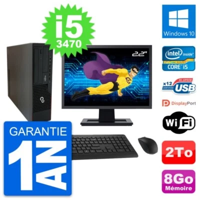 PC Fujitsu E910 Dt Pantalla 22" Intel i5-3470 RAM 8Go Disco 2To Windows 10 Wifi - Imagen 1 de 4