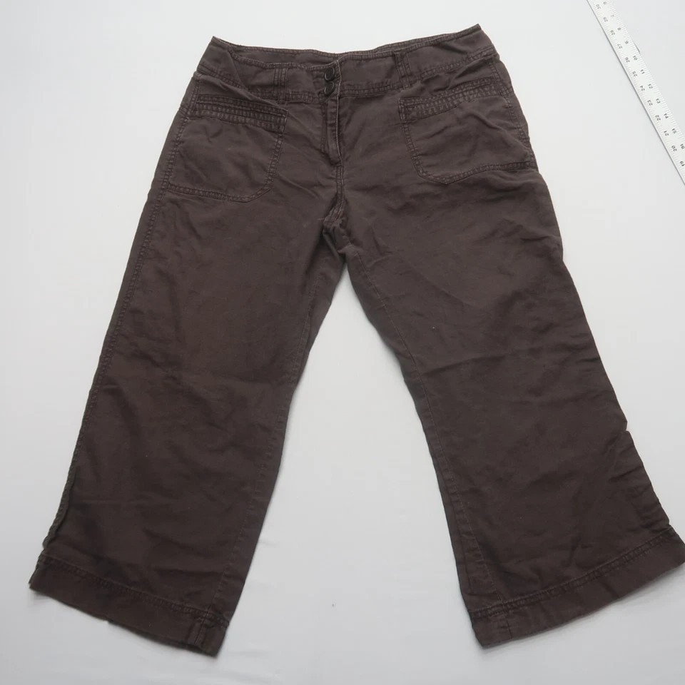 Pantalones capri informales de tiro medio H&M para mujer de mezcla de lino talla 12 marrón pierna recta Foto 1 de 4