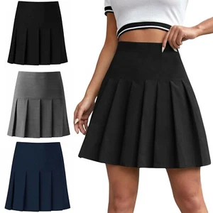 LADIES ALL ROUND SKIRTS PLEATED HIGH WAIST SIDE ZIP SCHOOL UNIFORM - Picture 1 of 4