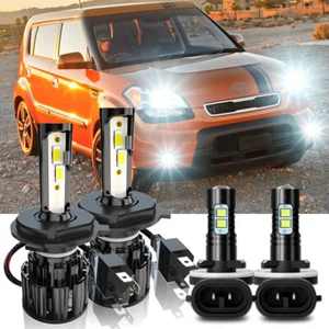 For Kia Soul 2010-2011 LED Headlight + Fog Light Bulbs 6000K Kit White - Picture 1 of 16