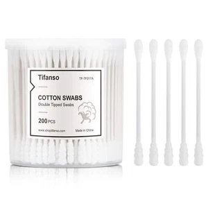 200 Count Cotton Swabs Natural Double Tipped Cotton Buds Cruelty-Free Ear Swa... - Picture 1 of 1