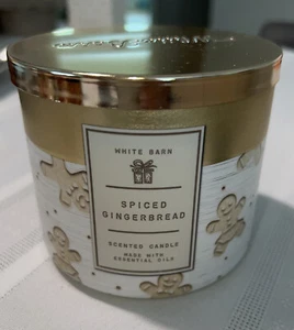 New Bath & Body Works 3 Wick Candle White Barn Spiced Gingerbread Cookie - Picture 1 of 8