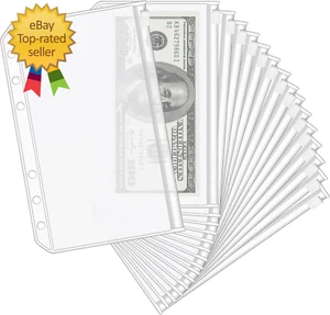 16 Stück A6 Ordner Taschen 6 Löcher Bargeld Umschläge für Budgetierung, Klar Reißverschluss Etui - Bild 1 von 9