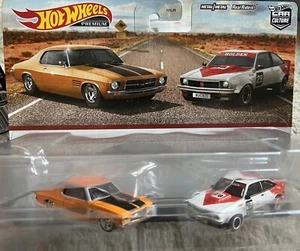 Hot Wheels Premium ‘73 Holden Monaro Orange & ‘77 Holden Torana A9X White 2 Pack - Picture 1 of 4