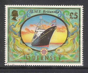 Guernsey 1998 sg803 £5 H.M.Y Britannia yate barco alto valor fino usado B135 - Imagen 1 de 1