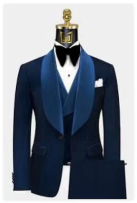 Trajes de Hombre Calce Ajustado Terciopelo para Boda Novio Mantón Solapa Pecho Único Personalizado Foto 1 de 4