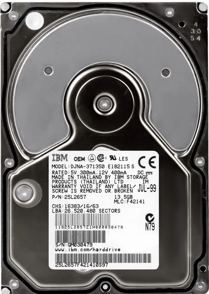 Hard IBM Deskstar 22GXP DJNA-371350 25L2657 13.5GB 7200U/Min 2MB Ata 3.5'' - Image 1 of 3