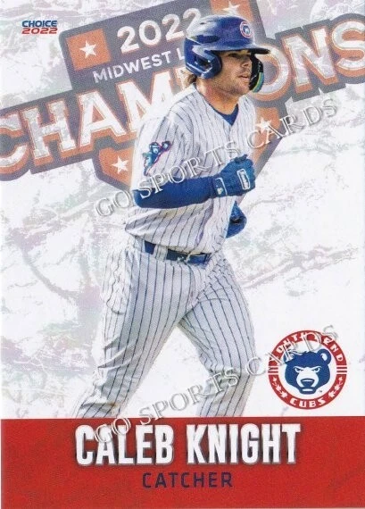 2022 South Bend MWL Champions Caleb Knight RC Rookie Chicago Cubs - Image 1 of 1