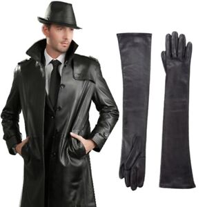 Men's Genuine Leather Black Long Driving Gloves Size:S/M/L/XL/2XL/3XL/Custom