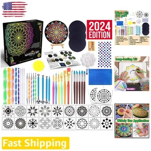 Mandala Dotting Tools Painting Kit - 22 Stencils, Dotting Tools & Gem Stickers - Picture 1 of 8