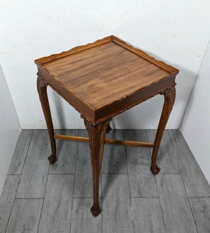 Antique Carved Wood Queen Anne Tea Table Georgian/Edwardian Ball & Claw Feet Cover