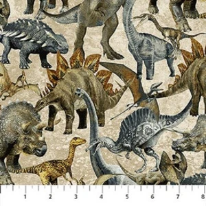 Prehistoric Word Dinosaurs cotton quilt fabric Northcott Stonehenge 24744-12 - Picture 1 of 8