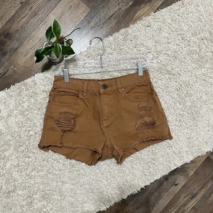 Billabong Size 26 Canyon Brown Distressed Drift Away Mid Rise Denim Shorts - Picture 1 of 3