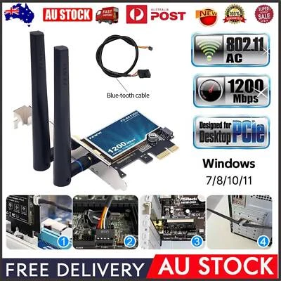 1200Mbps Desktop PCIe WiFi Card 5G/2.4G Wireless Network WiFi Bluetooth Adapter - image 1 of 4