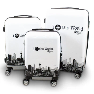 Reisekofferset 3-teilig Hartschalenkoffer Trolley Fly The World White BERWIN - Bild 1 von 4
