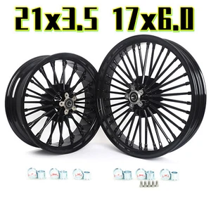 21X3.5 17X6 Fat Spoke Wheels Rim for Harley Softail Fatboy Dyna Wide Glide FXDWG - Bild 1 von 12