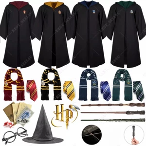 Harry Potter Gryffindor Ravenclaw Slytherin Hufflepuff Robe Cloak Tie Costume ++ - Picture 1 of 20
