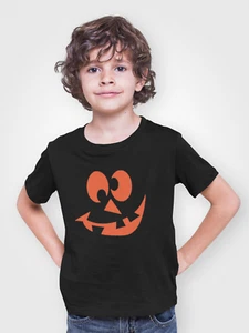 Youth Toddler Crazy Eyes T Shirt Pumpkin Face Halloween Jack O Lantern Scary Tee - Picture 1 of 8