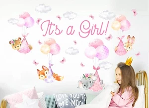Balloon Newborn Girl Butterfly Elephant Fox Cloud Wall Fabric Decal and Sticker - Bild 1 von 5