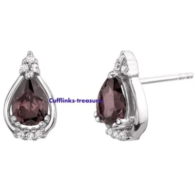 Natural Smoky Quartz & CZ Stones 925 Sterling Silver Stud Earrings  For Women #5 - Image 1 of 3