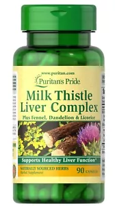 Puritans Pride Milk Thistle Complex, Fennel, Dandelion & Liquorice 90 Capsules - Picture 1 of 4