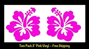 Hibiscus Hawaiian Flowers 2 Pack 3" Pink Vinyl Decals Car Window Laptop Tumblers - Picture 1 of 1