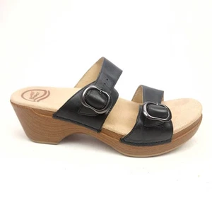 Dansko Sophie Black Full Grain Leather Sandals Clog Size 39 US 8.5-9 - Picture 1 of 8