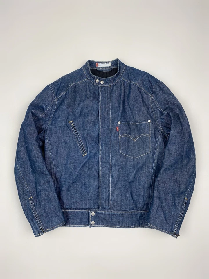 Chaqueta de Motociclista Y2K Vintage Levi’s Engineered Denim Café Racer Para Hombres L 2000s Foto 1 de 4