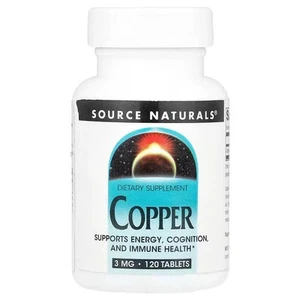 COPPER 3mg 120 Tablets SOURCE NATURALS Energy Cognition and Immune Health - Picture 1 of 2