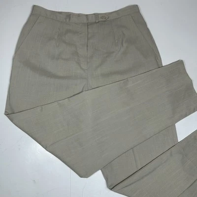 Vtg Donnkenny Classics Women Dress Pants Beige Flat Front Pockets Tapered Sz 14 - Image 1 of 4