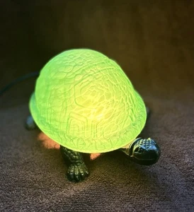 Gebrauchte Vintage Tiffany Stil Glas Schildkröte Akzent Schnur Lampe - Bild 1 von 7