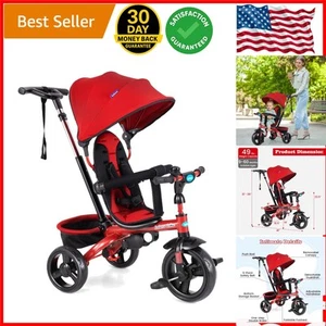6-in-1 Kids Tricycle & Stroll Trike: Adjustable Handle, Canopy & Safety Features - Picture 1 of 11