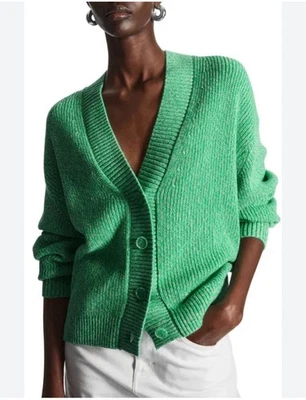 Cárdigan Cos Xtra Pequeño Verde Mangas Voluminosas Tejido 100% Algodón Estilo Agotado Foto 1 de 4