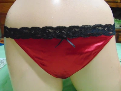 Vintage Discontinued Ilusion Second Skin Satin String Bikini Panties Size X-LG - Image 1 of 4