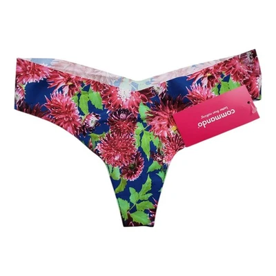 ***NEW*** $24 COMMANDO WOMENS PINK DAHLIA CLASSIC THONG PRINT PANTIES SIZE S/M - Image 1 of 4