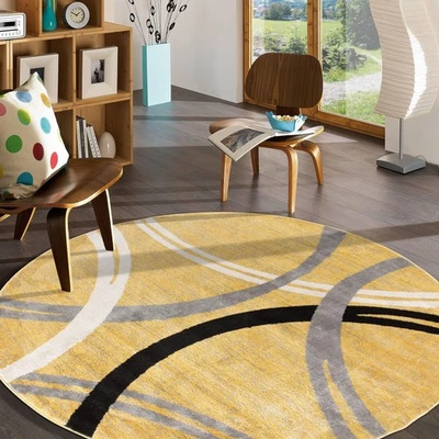 Rugshop Wavy Circles Design Round Rug, Fade-Resistant Carpet fo Kitchen - Image 1 of 4