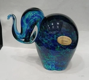 Cobalt Blue Wedgwood Glass Elephant Paperweight - Signed - Picture 1 of 8