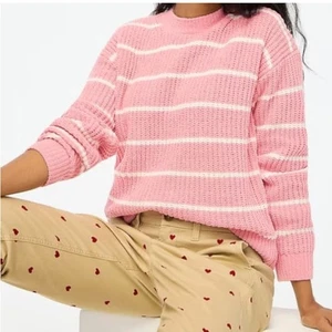 J. Crew Pink and White Striped Crew Neck Sweater - Picture 1 of 5