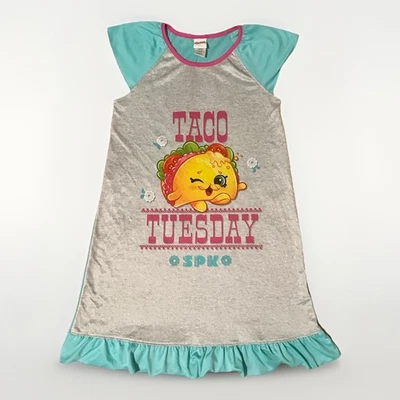Girls Simply Soft Shopkins Taco Tuesday Flutter Sleeve Nightgown Size 12 - Image 1 of 2